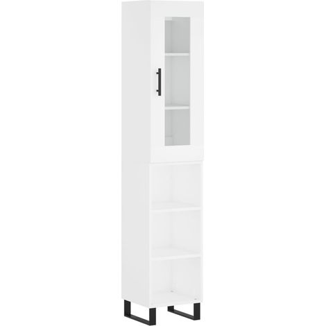 Aparador buffet cómoda armario mueble organizador cocina salón salón alto 34,5 x 34 x 180 cm madera contrachapada blanco 020032378