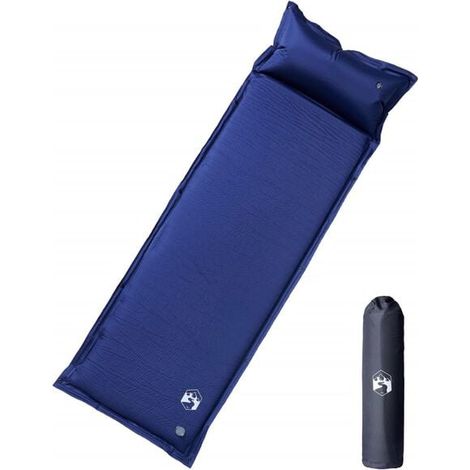 Matelas de camping autogonflant avec oreiller, convient à un usage individuel, bleu marine. (1/5)
