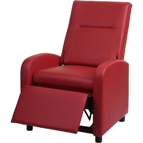 Poltrona relax reclinabile TV HHG-660 regolabile ecopelle 75x70x99cm rosso