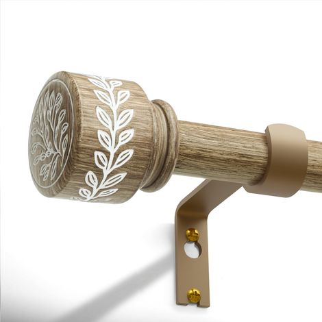 Tringle à Rideau Extensible Avec Finition Bois Clair 80-218 Cm (1/5)
