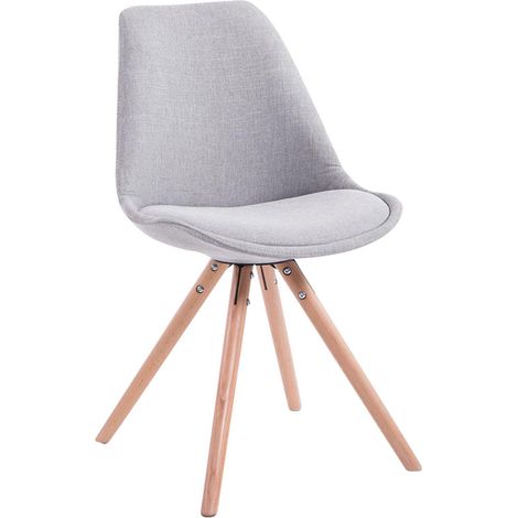Chaise de salle à manger design scandinave en tissu gris et pieds en bois clair forme rond 100003453