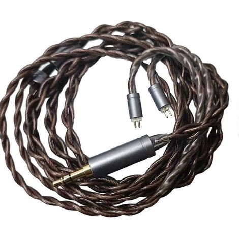 Câble pour écouteurs de qualité supérieure, jack 3,5 mm, 4 conducteurs en cuivre argenté, 2 broches, 0,78 mm, 120 cm (1/4)