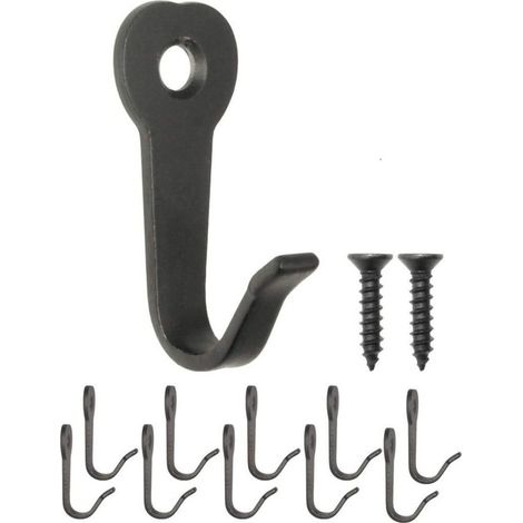 40 x 22 mm. noir.Lot de 10 crochets classiques pour vestiaires. crochets en fer. crochets métalliques. crochets pour photos. style vintage maison de campagne rétro. (1/5)