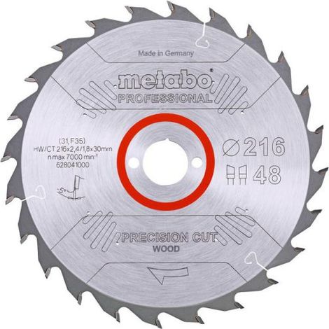 Metabo HW/CT 216X30 48 WZ 628041000 Lame de scie circulaire au carbure 216 x 30 x 1.8 mm Nombre de dents: 48 1 pc(s) (1/6)