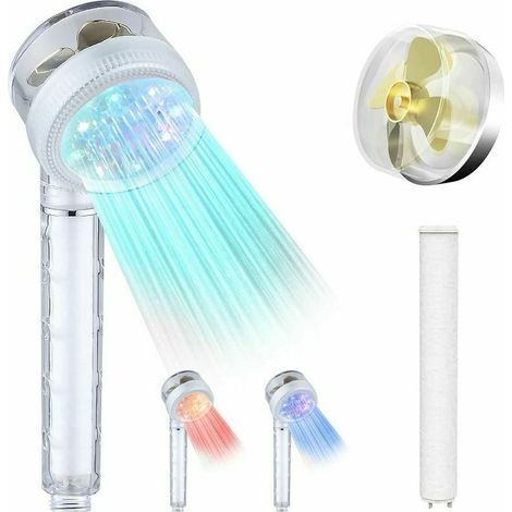 High-Pressure Hand Shower, Hlice Handheld Shower Head with PP Cotton Filter, 3 Color Temperature Control, Turbocharged High (1/5)