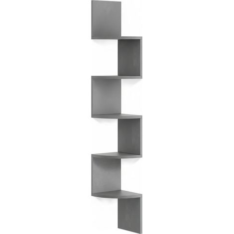 Mensola angolare da parete, 5 ripiani, design a zigzag