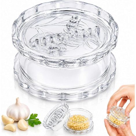 Hachoir à ail manuel Garlic Twister (2 pièces), outil manuel transparent pour hacher l'ail et le gingembre, broyeur d'ail, moulin à ail (1/5)