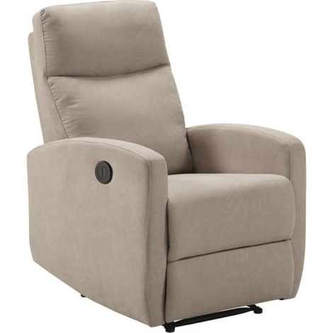 Fauteuil de relaxation manuel tissu Kaleria-Beige (1/5)