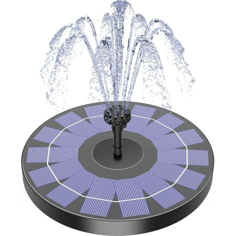 Fontaine solaire à pompe pour bain d'oiseaux avec 6 buses, 2,5 W pou jardin, étang, piscine, aquarium et extérieur(2,5W)