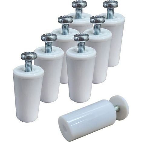 8 butées volets roulants blanches 40 mm PVC. Arret de volet fourni pour le montage avec ses rondelles et ses vis. blanc. (1/5)