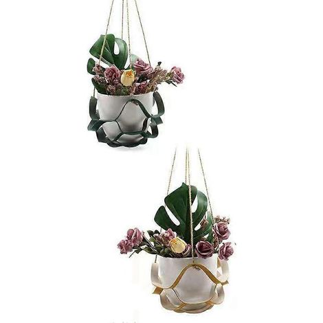 Pot de fleurs suspendu, panier d'extérieur, support pour plantes d'extérieur, support mural en cuir PU, support pour vase et pot, panier à plantes B - FFY (1/4)