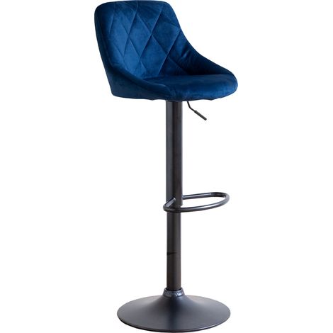 Barhocker aus blauem Samt ROBIN