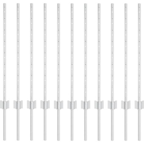 Poteau de clôture. 11 pcs Argenté 80 cm Acier