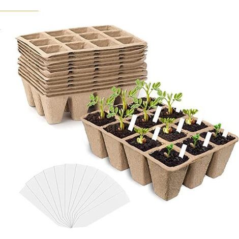 20 packs of -240 cells Biodegradable seed pots Fiber seed pots for seedlings with 30 pieces of plastic plant plugs and tools for digging up seedlings (1/5)