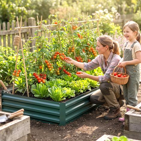 Jardinière surélevée en métal pour extérieur, support pour fleurs et herbes aromatiques, 241 x 90,5 x 30 cm