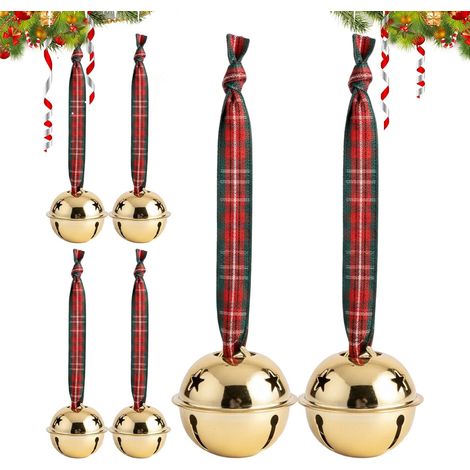 Cloches de Noël Festif Vintage 6 Pièces Carillon Décoration de Cloches de Noël pour Extérieur pour Porche, Appartement, Entrée, Mur de Campagne, Intérieur, Maison, Porte (1/5)