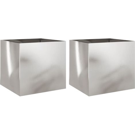 Vaso per fioriera aiuola rialzata piante fiori giardino terrazze set da 2 argento 42 x 40 x 39 cm acciaio inossidabile Argento 020039012