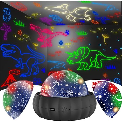Filiyano – Lampe de projection, projecteur de lune et ciel étoilé, rotation à 360° + éclairage à 12 couleurs changeantes avec alimentation USB (1/5)