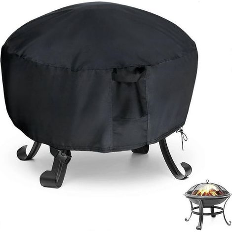 Housse de Protection pour Foyer Extérieur Rond 81 cm, 600D Imperméable Résistante, Couvre-Brasero Rond Noir, 32" Diamètre x 16" Hauteur, Anti-UV et Anti-Pluie (1/5)