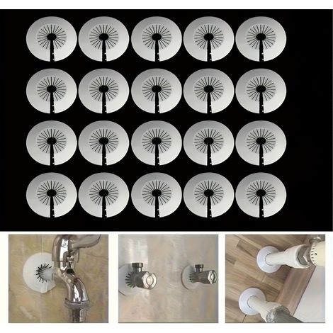 Accessoires pour robinets de cuisine, kit de finition pour tuyaux, patch pour trou mural, facile et rapide à installer, cache-tuyau mural en plastique pour aération, adapté aux vannes de douche, vanne (1/5)