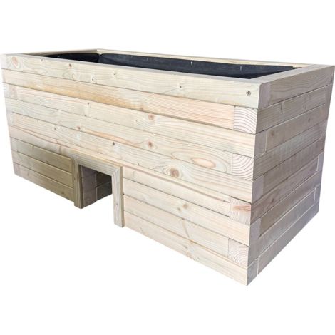 Wooden Hedgehog Hide Garden Planter Trough - Norfolk Plant Pot Box - L150 x W40 x H40 cm - Fully Assembled