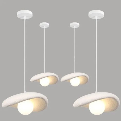 4x Retro Suspension Luminaire,20cm Lustre Vintage Abat-jour en Ciment Blanc G9 Lampe de Plafond avec G9 Ampoule,Lumière (1/5)