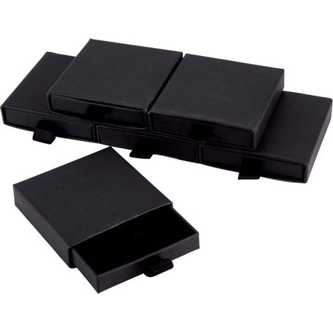 Coffret à bijoux extensible 6 pièces avec insert en mousse - Boîte de rangement en carton - Coffrets cadeaux noirs - Petits coffrets cadeaux pour bracelets et colliers - Rangement et organisation de c (1/5)