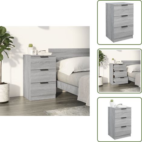 Table de chevet Sonoma gris 40x36x65 cm - Table De Chevet - Meuble De Chambre - Table Nuit - Commode - Rangement Tiroir (1/5)
