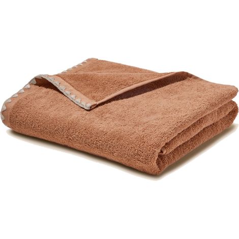 Serviette de toilette en Éponge unie et point feston triangulaire NERYDA (1/4)