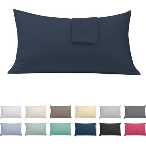 Taies Oreiller 50x75 cm Lot de 2 Coton Polyester Bleu Marine (1/5)