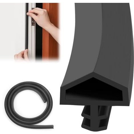 [JAMAIS UTILISÉ] Joint de porte en TPE, profilé d'étanchéité, joint de cadre de porte pour isolation acoustique, joint de porte intérieure 12 mm, blanc, disponible en 5 m/10 m/15 m/20 m/30 m (noir - 5 (1/5)