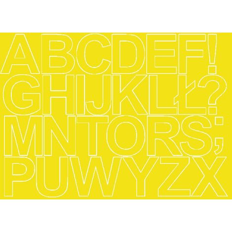 Lettere adesive autoadesive da 8 cm, colore giallo opaco.