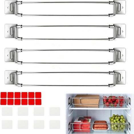 4 Barres Sécurisées de Réfrigérateur Tige Réglable en Inox 31.3-56.6cm (1/5)