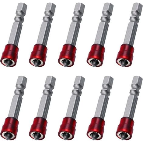 10 Stück PH2 Phillips-Schraubendreherbit 50 mm Magnetbohrer für Trockenbau mit 1/4"-Sechskantschaft