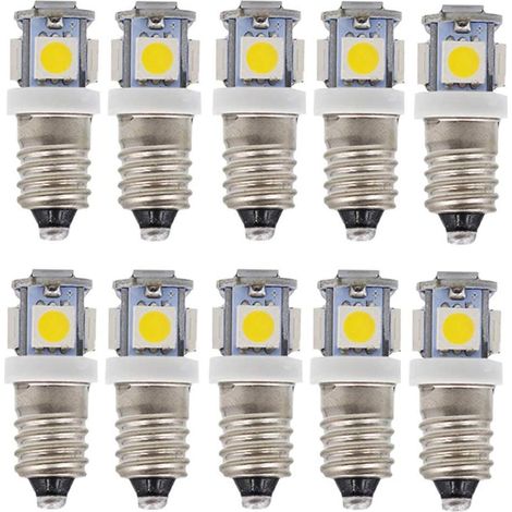 E10 AC LED Ampullen-10 Stück 6V 5 Lampen LED-E10 Miniature Vis 50Lm (AC 6V)