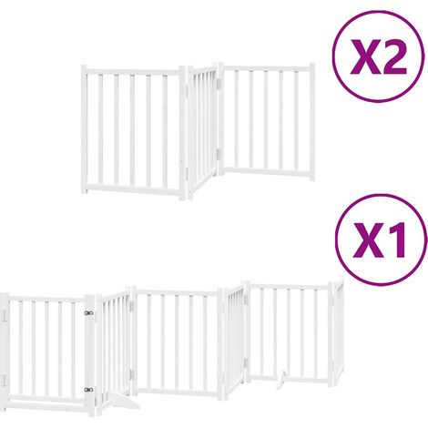 Barrière de sécurité pour chien animaux de compagnie porte pliable 12 panneaux bois de peuplier blanc (1/5)