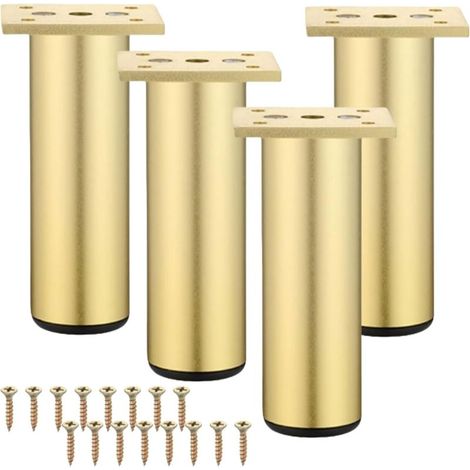 (doré,20 cm)Lot de 4 pieds de meubles réglables en alliage d'aluminium,200 mm,pour armoire,mobilier de bureau,canapé,métal (1/5)