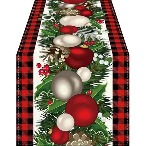Chemise De Table Noël - Motif Carreaux Buffalo Noir Et Rouge - 35 72 Ou 108 Pouces - Décoration Hivernale Pour Salle À Manger Cuisine Et Intérieur - 1 Pièce