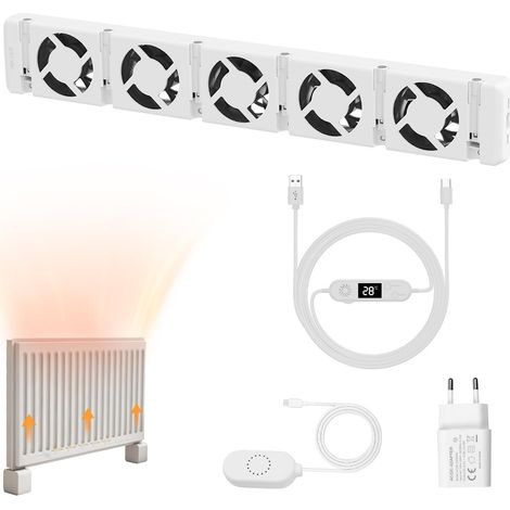 Fan 5.0 Heizlüfter, intelligenter Heizkörperverstärker, einstellbare Drehzahl mit Thermostat, leiser Heizlüfter, spart Energie und Heizkosten (Einzelset)