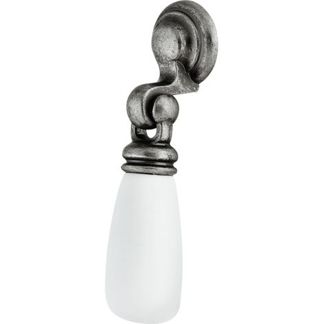 Tirette poignée de meuble porcelaine céramique finition nickel étamé avec vis Tiroir Armoire Vintage Style Maison (1/3)