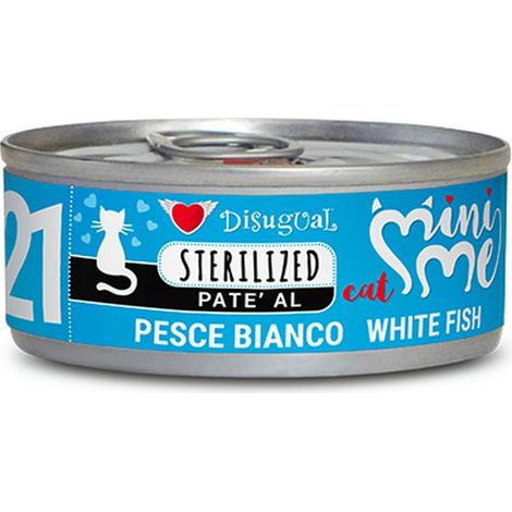 Disugual Cat Mini-Me Sterilised 21 al Pesce Bianco - Lattina 85 Gr - Cibo Umido Gatti