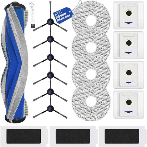 Robot Vacuum Cleaner Accessories for Ecovacs Deebot T30 Pro Omni / T30 Omni, Replacement Parts with 1 x Rubber Main Brush, 3 x HEPA Filters, 4 x Dust Bags, 4 x Dust Pads (1/5)