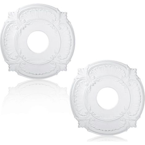 2 pièces de médaillon de plafond décoratif en PU pour ventilateur de plafond (1/5)