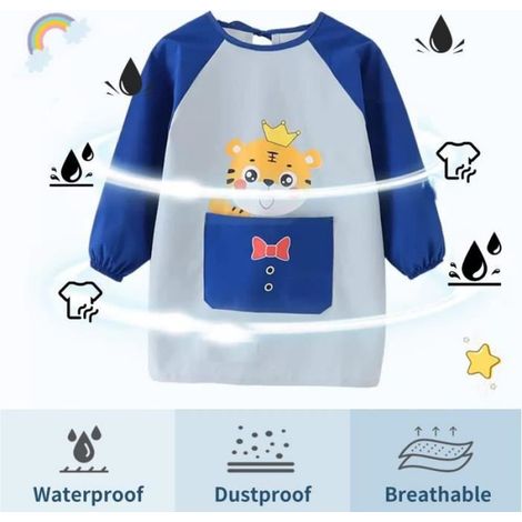 Tablier Peinture Enfants - 56 x 80 cm - Polyester Imperméable Respirant - Poche Avant - Motif Lapin - 1 Pièce (1/4)