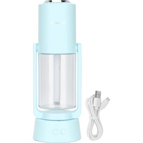 Mini-Luftbefeuchter mit USB-Anschluss, Ionisator und Nachtlicht – leise, tragbar, für Büro, Auto, Schlafzimmer, Hellblau