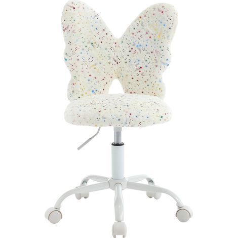 Kinderstuhl höhenverstellbar für Schlafzimmer aus Kunstfell Schmetterling Weiß Wahson (1/5)