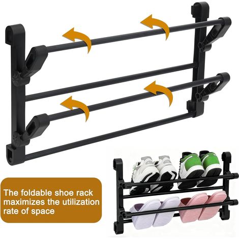 Étagère à chaussures adhésive murale pour salle de bain, entrée et dressing, rangement gain de place, sans perçage (1/5)