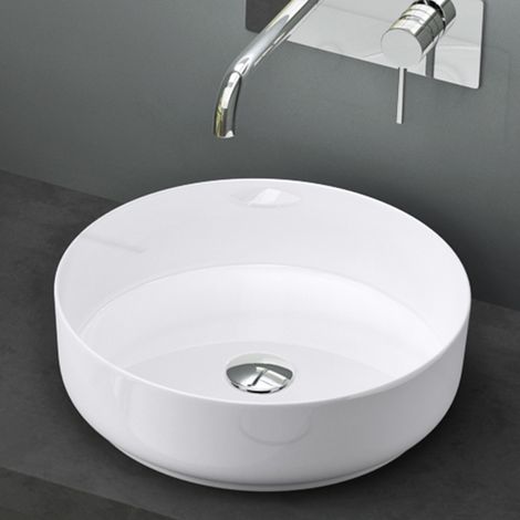 Mai & Mai Vasque à Poser 40x40x13cm Lavabo en Céramique Blanc avec Nano-revêtement Salle de Bains pour Invités BR203