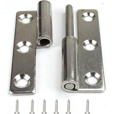 Lot de 2 petites charnières à joint coulissant pour porte de couvercle droitier – 7,6 cm de long Charnière à 6 trous en acier inoxydable robuste (1/5)