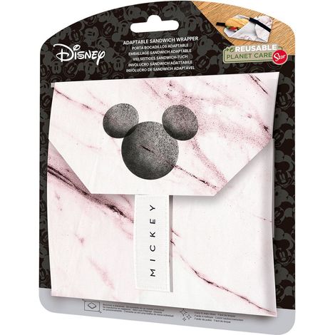 Porta merenda bambine di Disney Mickey Mouse, senza BPA, con chiusura in velcro, lavabile in lavatrice e traformabile in tovaglia (1/2)